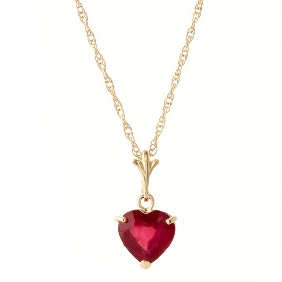 14K. SOLID GOLD NECKLACE WITH NATURAL HEART RUBY - Picture 2 of 9